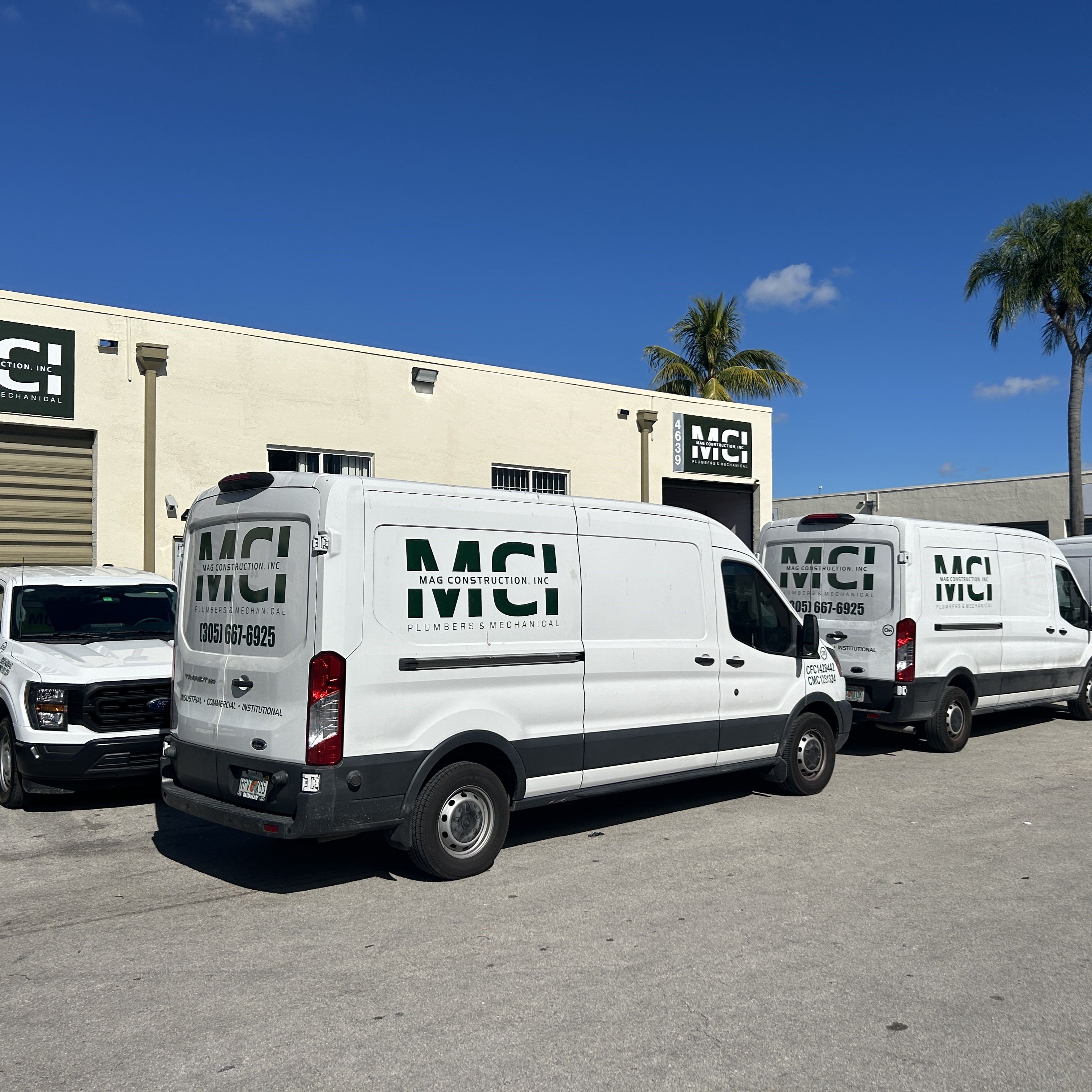 MCI truck in front of the headquarters